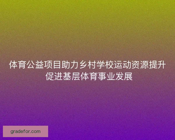 体育公益项目助力乡村学校运动资源提升 促进基层体育事业发展